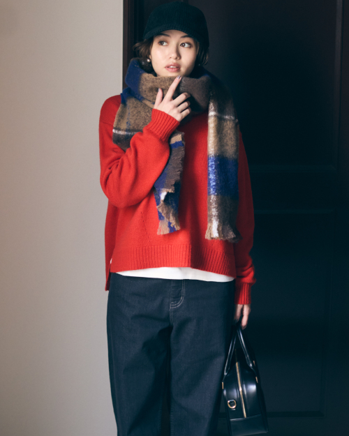 ケーブルボタンニット